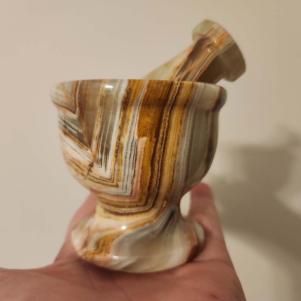 Green Onyx Mortar And Pestle 3.25" Tall - Picture 11 of 16